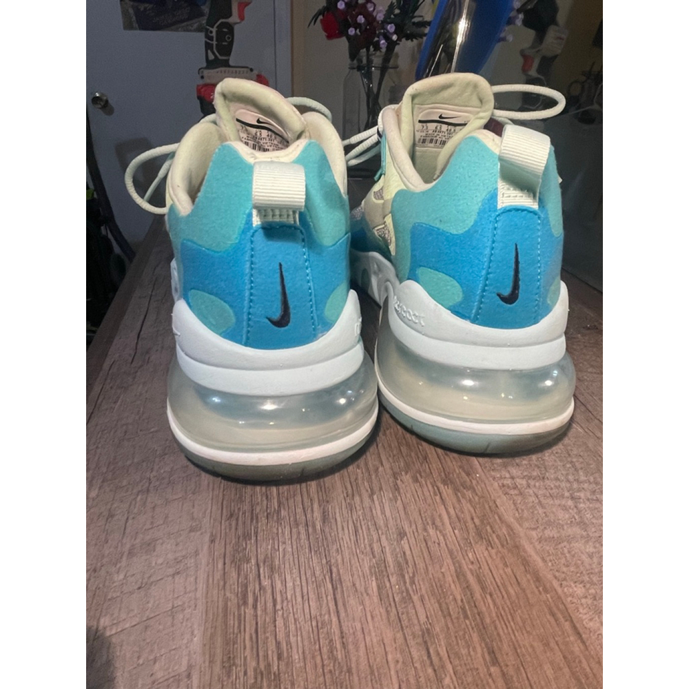 Women's Nike Air Max 270 React Teal Yellow Athletic Shoes 7.5 - Picture 5 of 7